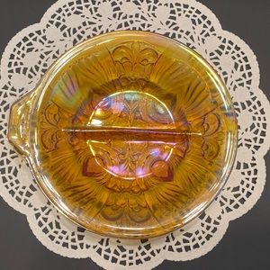 Vtg Amber Killarney Carnival Candy Nut Relish Dish
